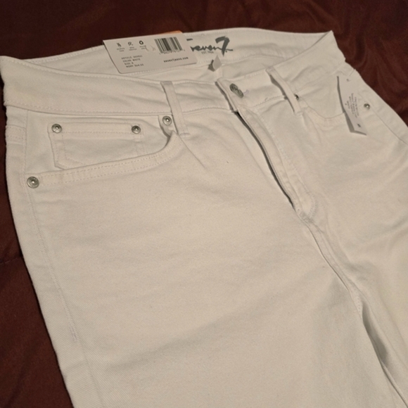 Seven7 Womens Breezy Crop High Rise Skimmer Cropped Raw Hem Jeans White Size 8 - Picture 2 of 8